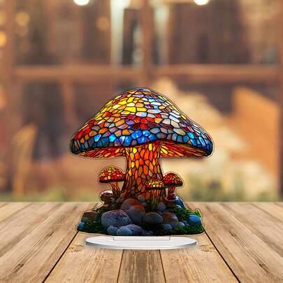 New Colorful Mushroom House With Little Babies Acrylic Decor, Suitable For Bedroom, Outdoor, Chinese New Year Decoration, Home Gathering Party