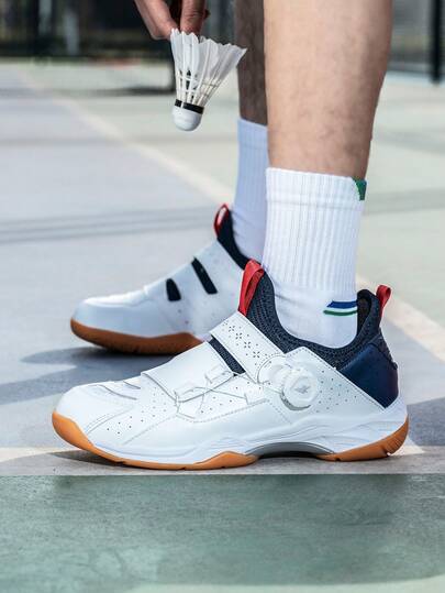  Zapatillas de bádminton para hombres, con cordones de dial, placa de carbono de soporte, ultra ligeras y transpirables antideslizantes, para partidos y entrenamientos profesionales de bádminton, zapatillas de tenis