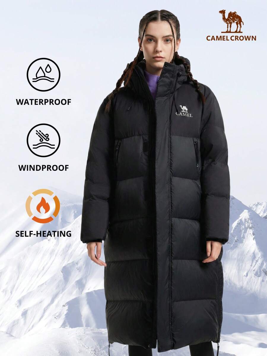 CAMEL CROWN Outdoor Down Jacket, Unisex Mid-Length Thick Warm Triple Protection Professional Down Jacket, Autumn/Winter - Phantom Black - View 1