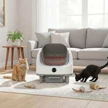 Caja de Arena Automática Autolimpiable para Múltiples Gatos – Control por APP con Monitorización en Tiempo Real, Diseño de Tapa Abierta, Sistema Antiolores, Gran Capacidad de 96L y Sensor de Seguri-dad Infrarrojo - Tipo de Enchufe A USA (110-127V) - Ver 6