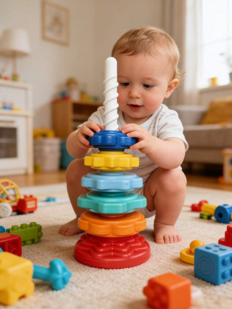 Rotating Stacking Toy, Made Of ABS Plastic, Rainbow Color Design, Educational And Interactive Learning Toy For Children, Suitable For Toddler Rotating Toys, Montessori Toys For Kids, Rainbow Rotating Tower, Sensory Learning Toy For Autism, Suitable For Boys And Girls, Great Gift For Kids