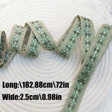 2号尺寸/182.88厘米/72英寸 新款亮片2.5厘米宽绿色花卉饰边，缝纫配件 DIY刺绣蕾丝饰边 - 綠色 - 查看 4