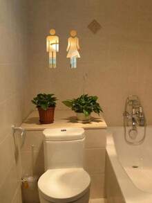 Señal de WC de plástico, pegatina de puerta de baño, letrero de baño, nueva placa de señalización - 1 paquete - Ver 8