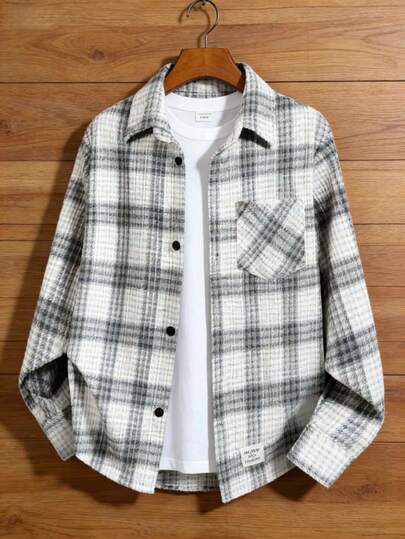 New Men's Plaid Long Sleeve Shirt, Versatile Layering, Dual-Tone Design, Casual Sports Shirt For Spring/Autumn, Suitable For Men's Daily, Vacation, Summer Tops, Streetwear, Comfortable Plaid Shirt For All Seasons