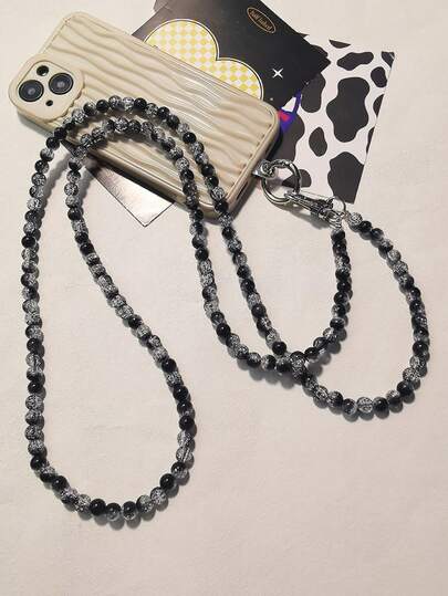 1 pieza Cordón de teléfono/bandolera cómodo y ajustable con cuentas de color contrastante, regalo de primavera para hombres y mujeres