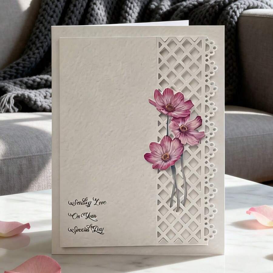1 Piece Grids And Flower Scrapbooking Die - Ideal For Papercrafting, Card Making, Scrapbooking And DIY Album Decorating, The Die Features Metal Construction. - Multicolor - View 1