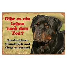 Rottweiler Metal Warning Sign - Durable Iron Art, 8x12 Inches, Available In Sky Blue, Ginger, Mixed, White, Pink, Black - 1 - View 1