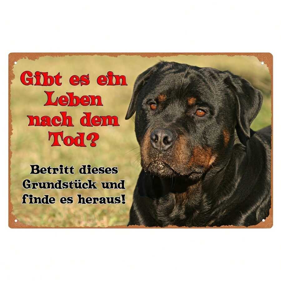 Rottweiler Metal Warning Sign - Durable Iron Art, 8x12 Inches, Available In Sky Blue, Ginger, Mixed, White, Pink, Black - 1 - View 1