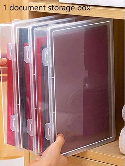 1pc/2pcs Desktop Dust-Proof ID Card Storage Box, A4 File Organizer Box, Suitable For Storing Passports, Important Certificates, Moisture-Proof Document Bags, Can Hold Pens, Stationery, Notebooks, Etc.