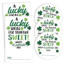 Happy St. Patrick's Day Gift Tag Sticker Labels Lucky  Label Tag St. Patrick's Day Decoration 40 Self-Adhesive Stickers - Round 2 Ihes Square (2. X 3.5 Ihes) - Green - Green5 - View 7