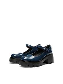 Women's Mary Janes Shoes Platform Chunky Low Heels Comfortable Cute Pumps Round Toe Ankle Strap Woman Shoes - 藏蓝色 - 查看 7