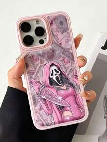 1pc Creative 2D Dollar Ghost Design Protective Phone Case, Compatible With Iphone XR, 11, 12, 13, 14, 15 Plus, 16 Pro Max, 17 Air Series, Protection And Stylish Appearance, Gift Item Phone Cover - Multicolor - View 3
