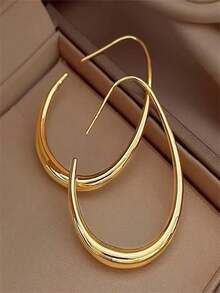 1 Pair Women's Elegant Water Drop Hoop Earrings - Fashionable Retro Style, Suitable For Party And Vacation, Unique Earrings, Essential Daily Casual Wear - Multicolor - View 2