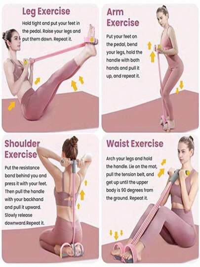 1条弹力瑜伽拉伸带阻力带，多功能拉伸训练器，适用于腿部/腹部/腰部/手臂，是拉伸和瘦身健身的理想配件