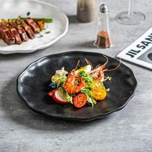 Ceramic Steak Plate, Pasta Plate, Dessert Plate, Nordic Style High-End Tableware Shallow Dish - Black - View 5