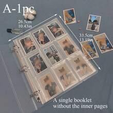 50个/包，共900个A4 11孔活页夹补充装，通用3英寸收藏套，9格双面明信片/卡片夹，返校用品 - 無色 - 查看 8