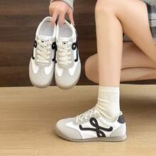 Giày thể thao nữ bằng da, thoáng khí, đế mềm, thích hợp cho mùa xuân và mùa thu. - màu nâu - Xem 7