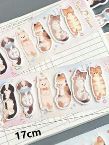 1pc Cute Cat & Dog Shaped Memo Pad, Aesthetic Cartoon Index Stickers, Student Message Categorizing Sticky Notes - Multicolor - View 5