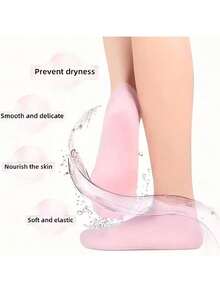 1双硅胶保湿袜 - 高弹芦荟舒缓防滑凝胶鞋跟袜，夜间居家足部护理，软化保湿，无需穿鞋，质地柔软，女士保湿防裂鞋底袜，适用于干燥脚后跟 - 足部护理 - 彩色 - 查看 10