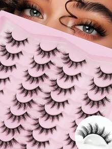 20对装 漫画风格 仿貂毛 猫眼假睫毛 自然浓密 丰盈假睫毛 旅行必备 化妆工具（假睫毛、睫毛、假睫毛、假睫毛） - 查看 6