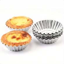 30/20/10pcs Aluminum Tart Mold, Tart Crust Baking Tray, Cupcake, Muffin & Cookie Baking Cups - Silver - View 7