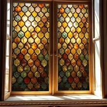 1/4pcs Colorful Geometric Pattern Glass Window Film, Static Cling Privacy Decorative Sticker For Bathroom Home, Removable No Glue Window Decal - Frosted Film - View 12