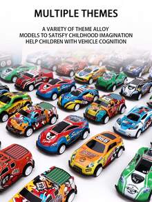14pcs Alloy Racing Car Model Toy Set, Mini Metal Alloy Car Models, Spring Launching Metal Alloy Car Toys, Suitable For Children Boys Birthday Gift (Random) - Multicolor - View 2