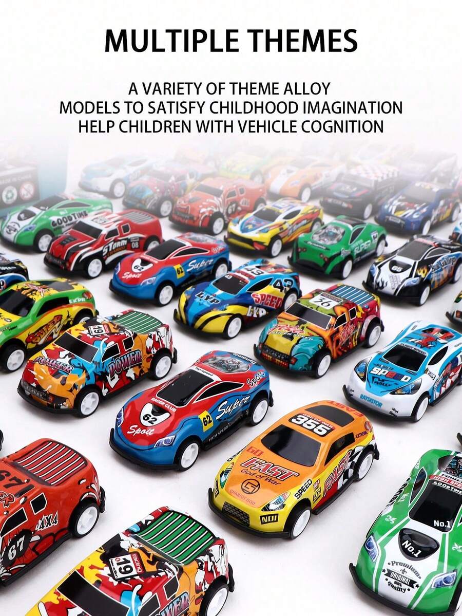 14pcs Alloy Racing Car Model Toy Set, Mini Metal Alloy Car Models, Spring Launching Metal Alloy Car Toys, Suitable For Children Boys Birthday Gift (Random)