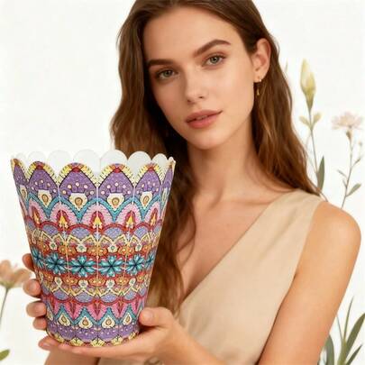 LaoJieYuan 2026 New Style Flowerpot Container Collection 5d Mandala Diamond Embroidery Vase DIY Diamond Painting Art Tabletop PVC Flower Pot Ornament Home Decoration Diy Crafts