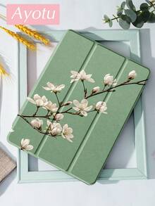 Ayotu 1pc Beautiful Green Background Cherry Tree Pattern Tablet Case & Kindle E-Book Case Compatible With 10th Generation, 11/Air 4th/Air 7th/9.7 Inches, Compatible With Samsung Galaxy Tab A9 Plus, Kindle (11th Generation-2024 Release)(6 Inch), Kindle Paperwhite 12th Gen 2024, Great Holiday Gift, Stylish And Simple Pattern. - Multicolor - View 2