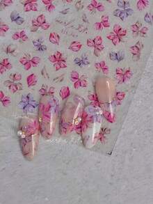 1pc Spring/Summer Japanese Style Cherry Blossom Nail Art Sticker, Essential For Nail Artists, 3D Embossed Craft, Spring/Summer Cherry Blossom Pattern Design, Self-Adhesive Nail Sticker, DIY Nail Decals, Elegant Nail Accessory Gift For Women Nail Stickers - Multicolor - View 3