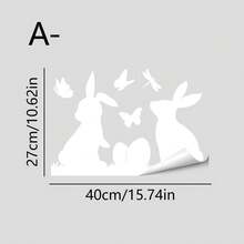 1/6pcs Easter Glass Window Stickers White Rabbit Eggs Floral Motif Decals For Kitchen Office Springtime Festival Decor Non Adhesive Static Removable Home Art Appliques - White Rabbit - View 16