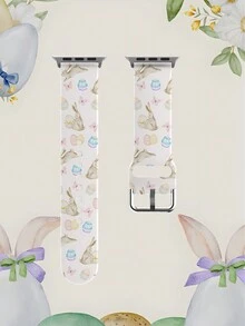 1 chiếc dây đeo cổ tay thay thế mềm mại, co giãn, thoáng khí, màu hồng nhạt với họa tiết thỏ, bướm và trứng màu xám nâu, phù hợp với đồng hồ 38mm 40mm 41mm 45mm 44mm 42mm 49mm, dây đeo đồng hồ silicon nhiều màu sắc thời trang, tương thích với Apple Watch Ultra Series S11/S10/SE/9/8/7/6/5/4/3/2/1 - Nhiều màu - Xem 8