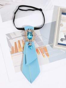 1pc Women's Casual Collegiate Style Faux Crystal Irregular Bow Tie, Suitable For Party, Street Wear, Shirt Matching - Multicolor - View 4