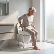 SanBouSi Toilet Safety Rails, Toilet Arms For Elderly, Adjustable Height Toilet Rails - Grey and White - View 4