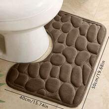 1pc/3pcs Coffee Brown Stone Embossed High Rebound Absorbent Non-Slip Bath Mat Single Set And 3-Piece Set, Bathroom Decorative Floor Mat Bath Rug Floor Carpet Outdoor Rug Door Mat Fall Decor Bathroom Accessories Back To School Entryway Decor - Coffee Brown - View 15