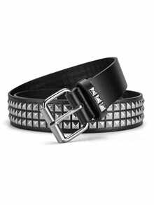 新款时尚铆钉腰带，重金属朋克风格腰带 - 适合作为礼物或个人风格配饰，男女皆宜，可搭配牛仔裤、连衣裙、休闲装和派对服装。 - 黑色 - 查看 4