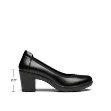 Women's Chunky Round Toe Low Block Heels Pumps Comfortable Round Toe Elegant And Fashionable Dress Wedding Work Shoes - 黑色 - 查看 7