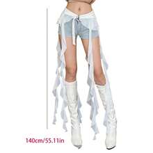 Women's Adjustable Fake Top Lower Sweep Long Tassel Solid Color White Casual Belts - trắng - Xem 5