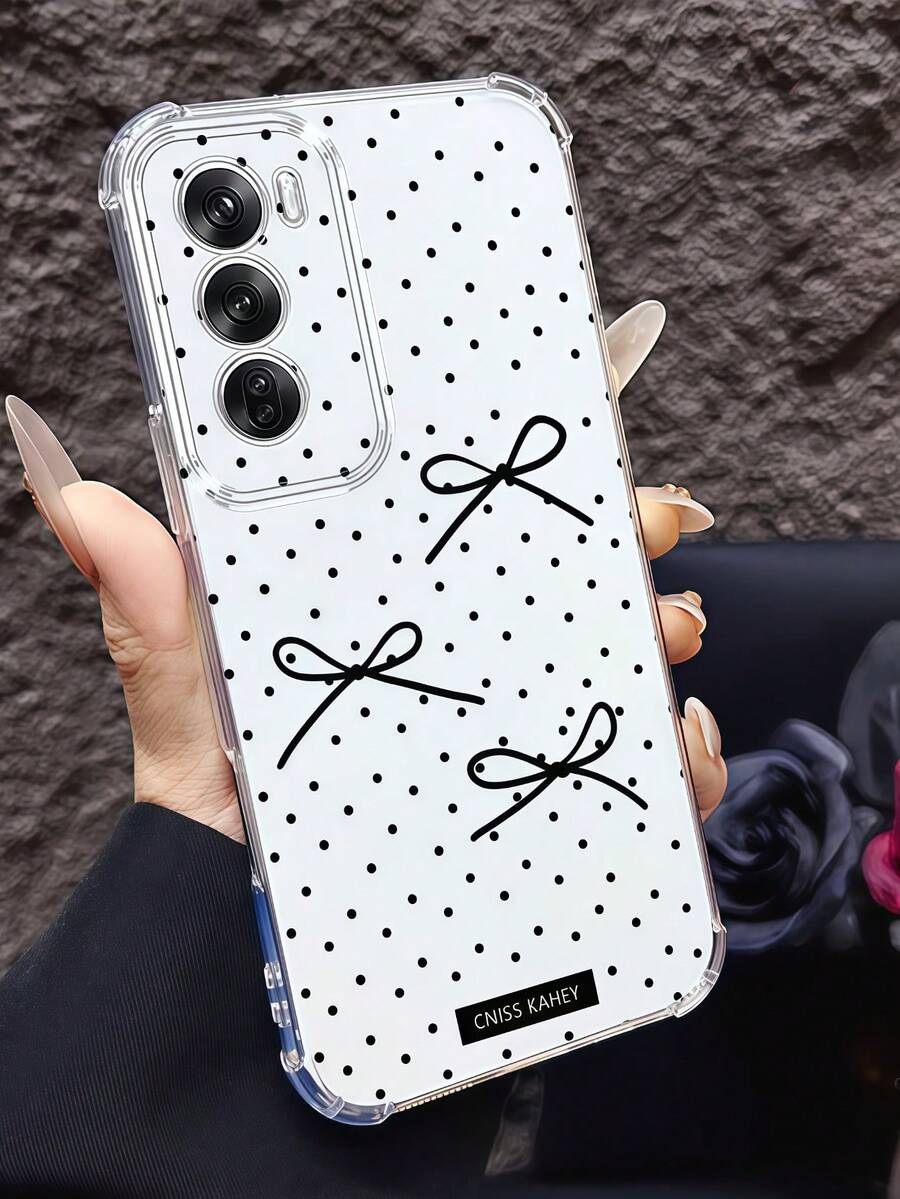 1pc Creative Polka Dot Bow + Slogan Transparent Anti-Drop High Screen Design Phone Case Compatible With 9 Pro XL/ Smart 8/ Hot 40i/Spark 20/Spark 20C/Spark Go 2024/ Moto G84/Honor X9b/ Ace 3V/Galaxy S26 S25 S24Ultra S24Plus S24FE S23 S22 S21 S20 A73 A72 A70 A55 A54 A53 A52 A50 A30 A42 A35 A34 A33 A25 A24 A20 A30 A15 A56 A57 A16 A17 A07 - Clear - View 1