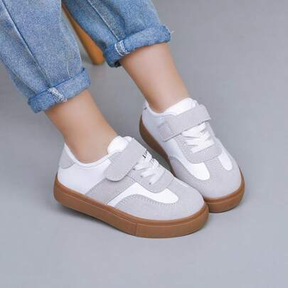 Infant Patchwork Sports Shoes, Fashionable Versatile Hook And Loop Skateboard Shoes, Boys & Girls Running Sneakers