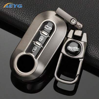 Metallic Gray Fashion TPU Car Remote Flip Key Case Cover Shell For Fiat 500 Ducato Panda 500L Punto Lancia Musa Citroen Bag Keychain Luxury
