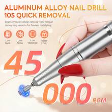 45000RPM Portable Electric Nail File Rechargeable Nail Drill Low Noise Professional Nail Gel Polish Remove Grinding Equipment - Orange - View 6