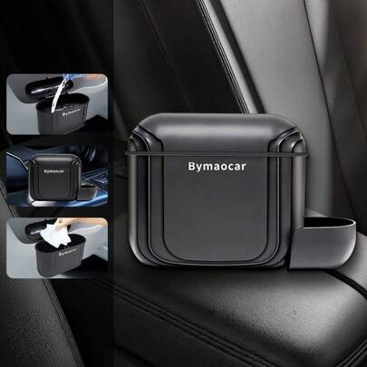 1pc Car Trash Can, ABS Material Side Door Hanging Storage Box, Mini Portable Car Organizer