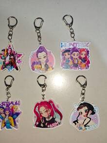 6pcs K-Pop Girl Group Acrylic Keychain Accessories - Cute Charms, Suitable As Easter, Valentine's Day, New Year Gifts, Fan Collectibles, Daily Wear - Multicolor - View 7