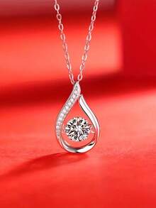 1 peça Colar com Pendente de Zircónia Cúbica Romântico para Mulher, Presente de Dia dos Namorados, Joalharia de Casamento - 1# - Ver 1