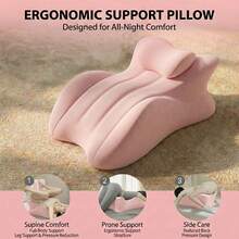 Prone Pillow Memory Foam Body Pillow, Ergonomic Wedge Pillow For Bed Pillows & Sofa, Comfortable Reading Pillow For Prone Lying, Sitting Support & Leg Elevation, Removable & Easy-Care Cover - Hồng - Xem 4