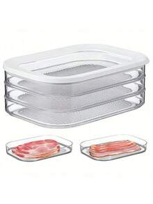 冰箱食品儲存盒，適用於熟肉、培根和午餐肉。適合儲存冷切肉、薩拉米香腸、熟食和預製餐點。也可用於食品冷藏與冷凍。 - 彩色 - 查看 7