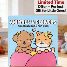 Livre de coloriage pour enfants best-seller Chiots mignons, chatons et motifs de fleurs Lignes larges faciles à colorier Développer la concentration et la créativité Essentiel pour la maternelle/la maison Cadeau idéal pour l'anniversaire d'un bébé - Pièce unique - Voir 6
