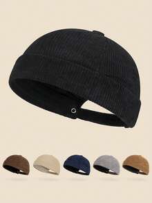 Mũ lưỡi trai nhung kẻ kiểu retro unisex, mũ không vành có thể điều chỉnh, đa năng cho đi làm hàng ngày, tụ họp, dã ngoại, phong cách đường phố, đi xe máy, thường ngày, phù hợp cho mọi mùa. - A - Xem 5